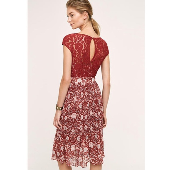 🍄 Anthro {Plenty by Tracy Reese} Maroon Arcadia Dress🍁 - Picture 2 of 6